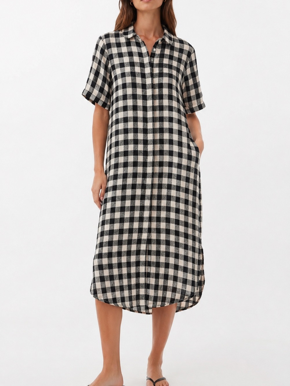Trovata Birds of Paradis Checker Cotton Plaid Midi Dress Small Casual Fall